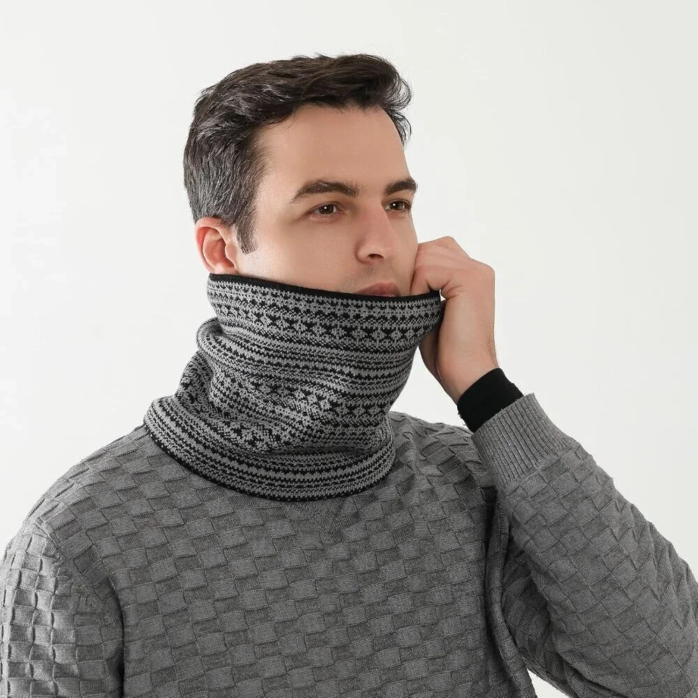 Men's Bohemian Black Winter Ski Neck Gaiter Face Scarf Fleece Windproof Scarves